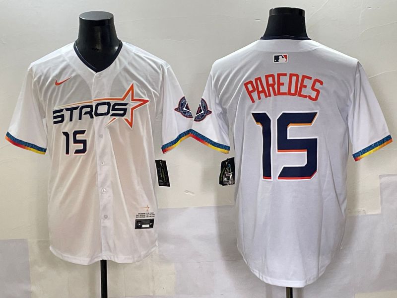 Men Houston Astros 15 Paredes White Fourth generation Joint Name 2025 Nike MLB Jersey style 4